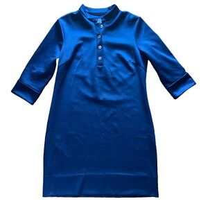 Gretchen Scott Women's Navy Blue Shift Tunic Dress Gold Button Size L